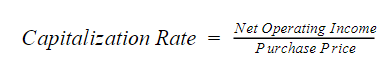 capitalization rate equals net operating income divided by purchase price